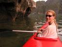 Ashe in the front of our dual kayak.